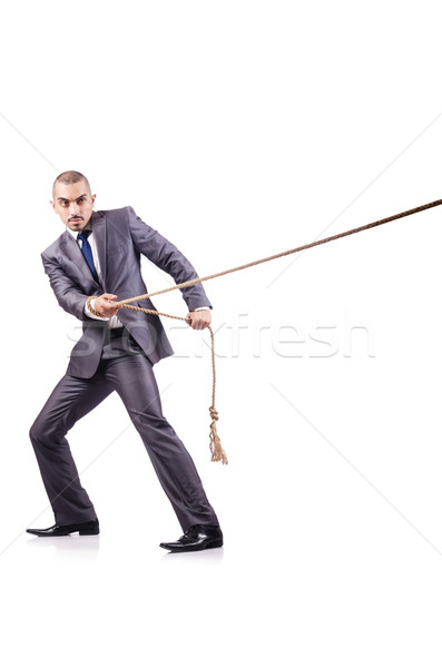Man in tug of war concept on white Stock photo © Elnur