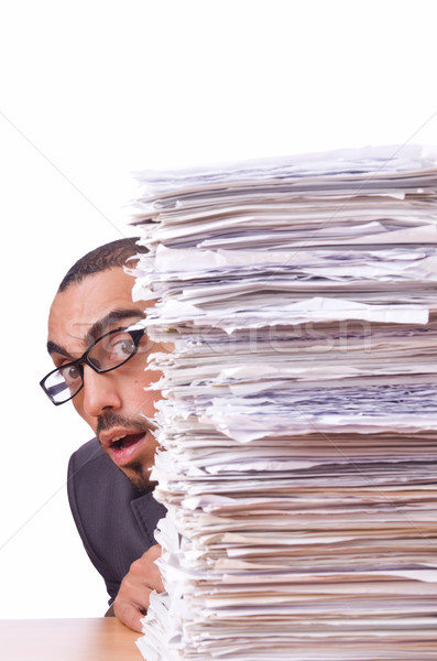 Stock photo: Busy businessman with lots of papers