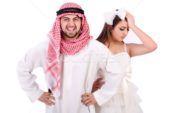 Arab man with his wife on white Stock photo © Elnur