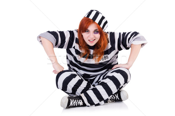Więzień pasiasty uniform biały metal prawa Zdjęcia stock © Elnur