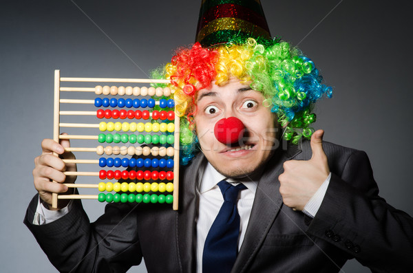 Funny Clown Geschäftsmann abacus Party glücklich Stock foto © Elnur