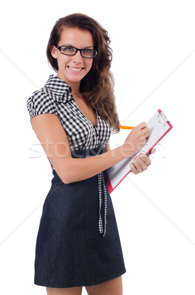 Woman with paper binder isolated on the white Stock photo © Elnur
