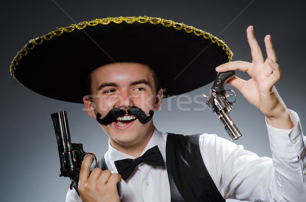 Funny mexican Sombrero Hand Mann Selbstmord Stock foto © Elnur