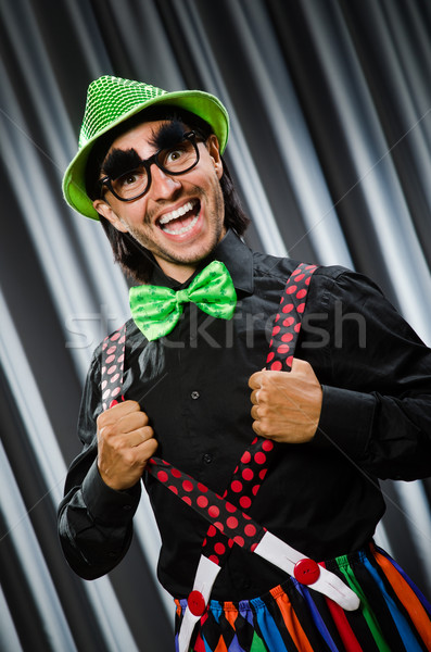 Funny clown kurtyny uśmiech urodziny Zdjęcia stock © Elnur