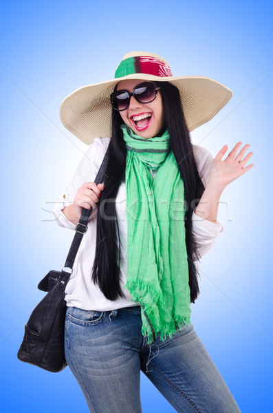 Foto stock: Mulher · jovem · pronto · férias · de · verão · negócio · menina · fundo