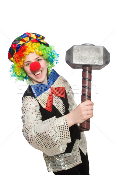 Vrouwelijke clown geïsoleerd witte meisje glimlach Stockfoto © Elnur