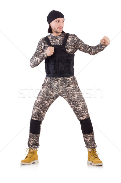 Young man in military uniform isolated on white Stock photo © Elnur