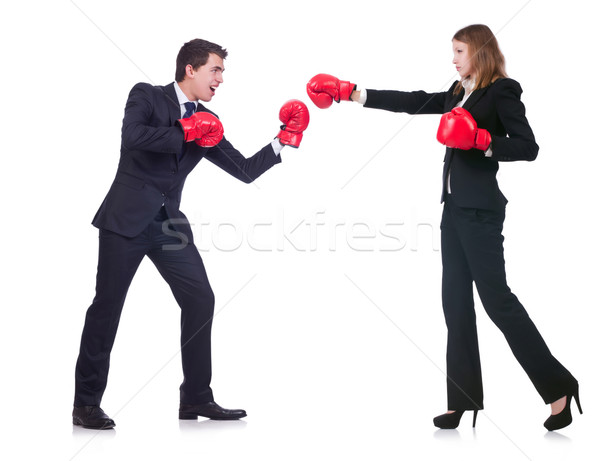 Two business partners boxing isolated on white Stock photo © Elnur