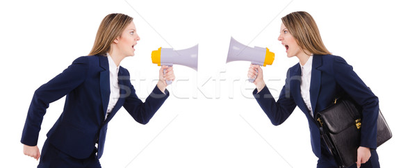 [[stock_photo]]: Deux · affaires · isolé · blanche · affaires · femme