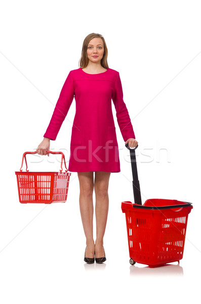 Woman with shopping cart isolated on white Stock photo © Elnur