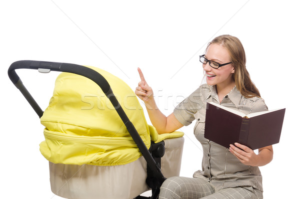 Woman with pram isolated on white Stock photo © Elnur
