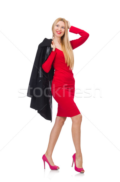 Woman in dress and black coat isolated on white Stock photo © Elnur