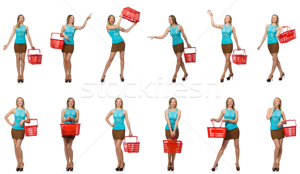 összetett fotó nő bevásárlókosár boldog vásárlás Stock fotó © Elnur