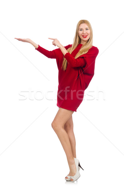 Bastante menina vestido vermelho isolado branco mulher Foto stock © Elnur
