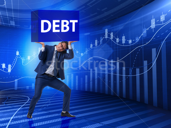 Stock photo: Businessman in debt business concept