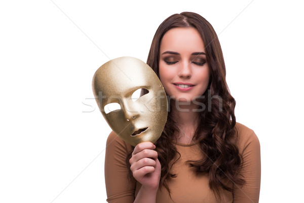 Young woman with mask isolated on white Stock photo © Elnur