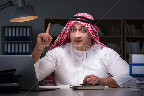 Stock photo: Arab businessman working late in office