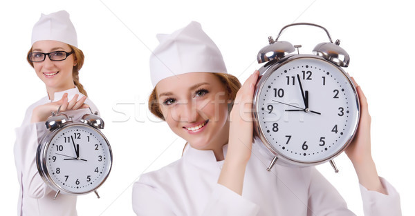 The attractive woman doctor with big clock  isolated on white Stock photo © Elnur