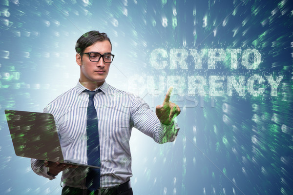 Businessman in blockchain cryptocurrency concept Stock photo © Elnur