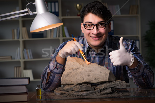 Archeologist working late night in office Stock photo © Elnur