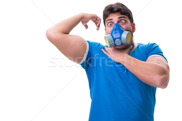 Man sweating excessively smelling bad isolated on white backgrou Stock photo © Elnur