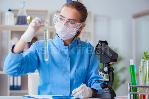 Female scientist researcher conducting an experiment in a labora Stock photo © Elnur