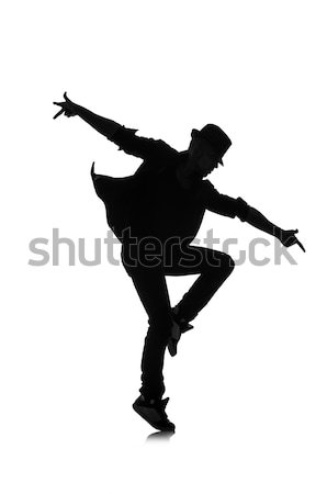 Stock fotó: Sziluett · férfi · táncos · izolált · fehér · férfi