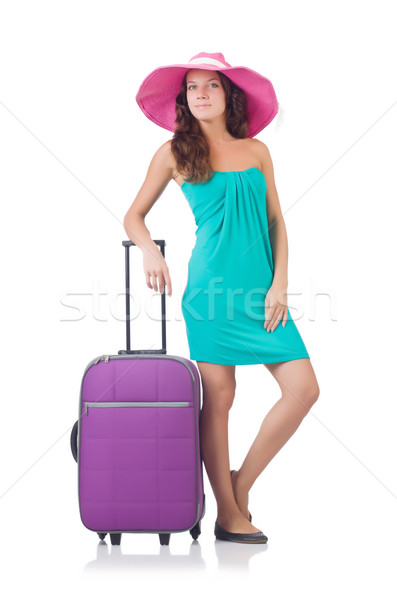 Girl with suitcases isolated on white Stock photo © Elnur