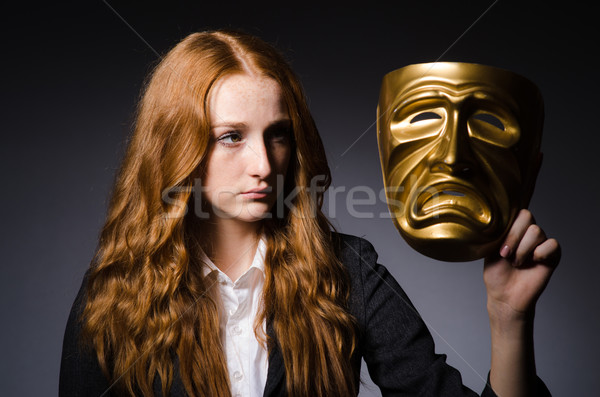 Kobieta maska działalności włosy biznesmen garnitur Zdjęcia stock © Elnur