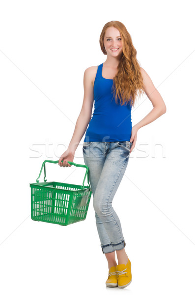 Woman after shopping in the supermarket isolated on white Stock photo © Elnur