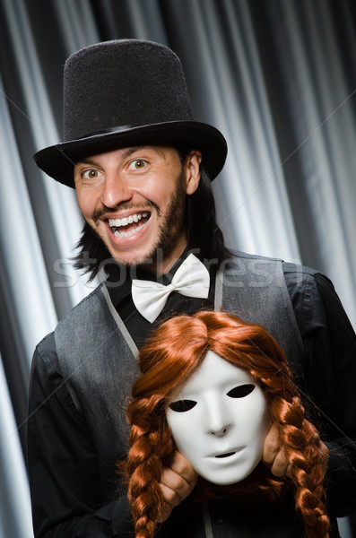 Vicces színpadi maszk férfi haj háttér Stock fotó © Elnur