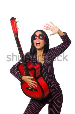 Stock photo: Woman gangster with dynamite sticks on white