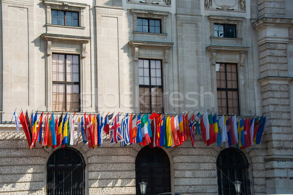 Stock photo: Flags at the HQ of OSCE in Vienna, Austria