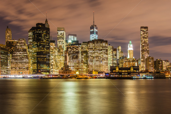 Night panorama of Manhattan in New York, USA Stock photo © Elnur