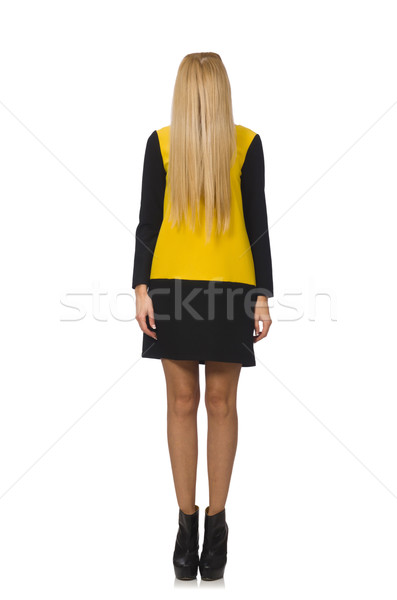 Blond hair girl in yellow and black clothing isolated on white Stock photo © Elnur