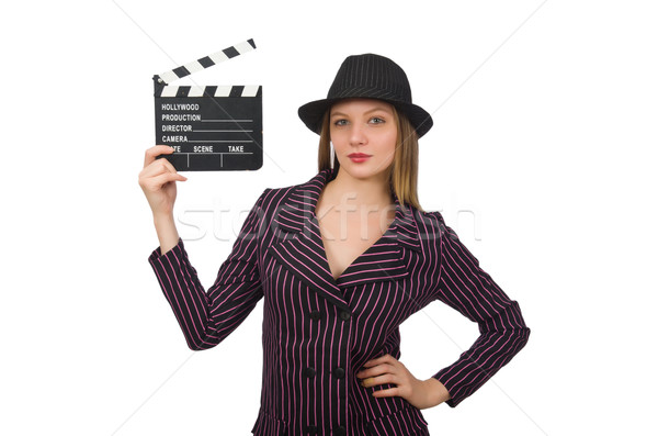 Woman with movie clapboard isolated on white Stock photo © Elnur
