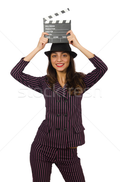 Woman with movie clapboard isolated on the white Stock photo © Elnur