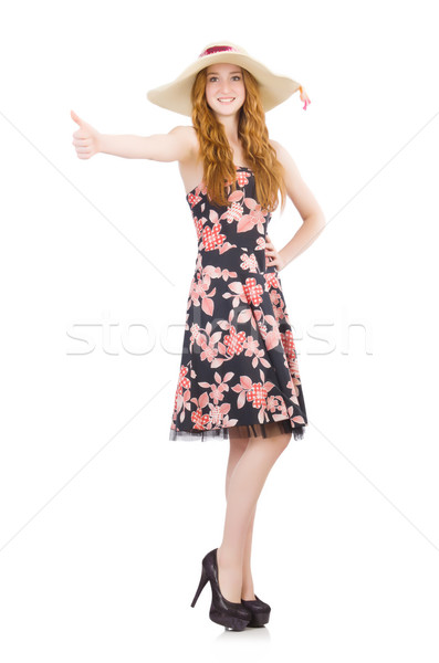 Woman giving thumbs up isolated on white Stock photo © Elnur