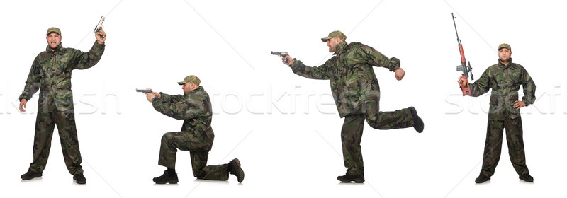 Soldier with gun isolated on the white Stock photo © Elnur