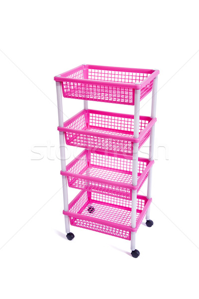 Pink bin rack shelf with wheels isolated on white Stock photo © Elnur