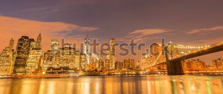 The night view of manhattan and brooklyn bridge Stock photo © Elnur