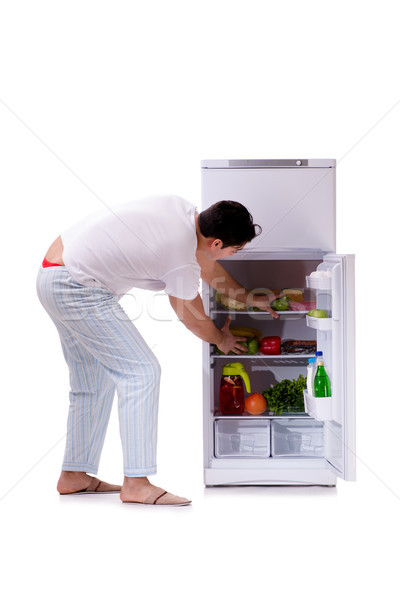 Stock photo: Man next to fridge full of food