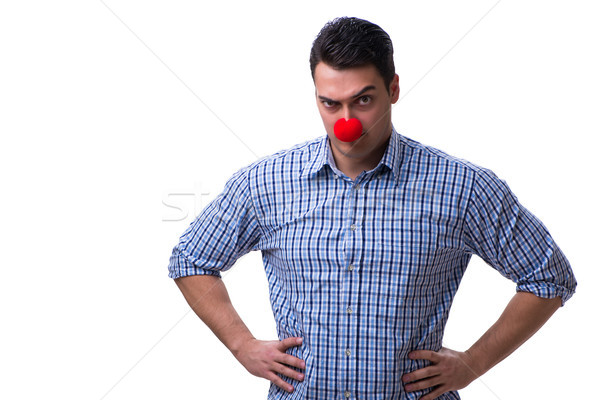 Divertente uomo clown isolato bianco party Foto d'archivio © Elnur