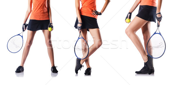 Сток-фото: играет · теннис · изолированный · белый · спорт