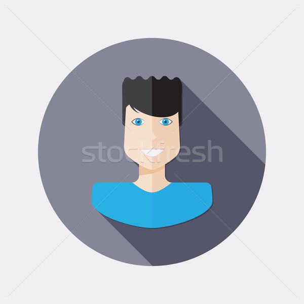 Flat design man character dark hair icon with long shadow Stock photo © Elsyann