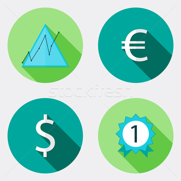 Flat design success and money icons with long shadow Stock photo © Elsyann