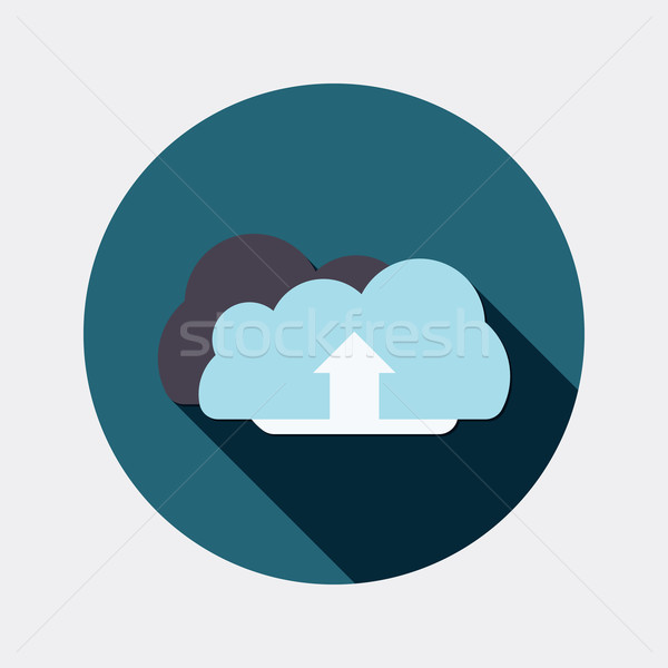 Flat design clouds and arrow symbol icon with long shadow Stock photo © Elsyann