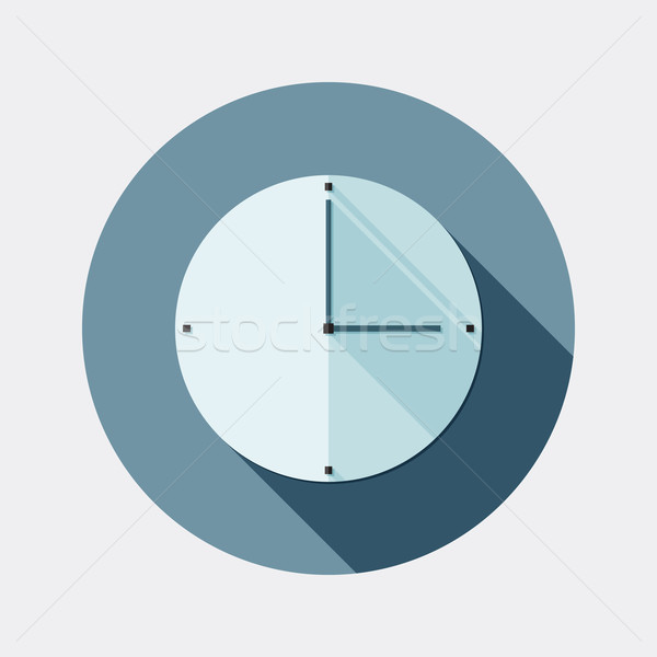 Flat design clock icon with long shadow Stock photo © Elsyann