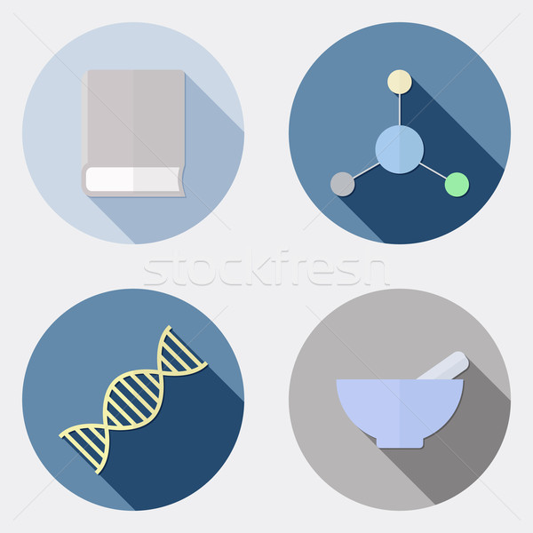 Flat design scientific research icons with long shadow 2 Stock photo © Elsyann