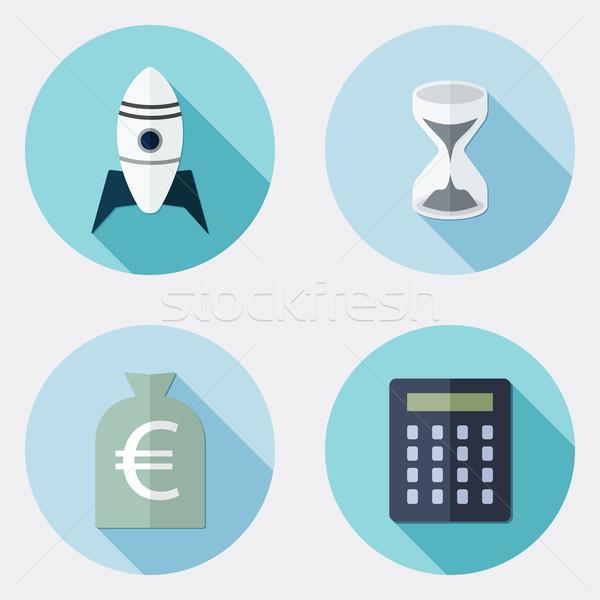 Flat design business icons with long shadow 1 Stock photo © Elsyann